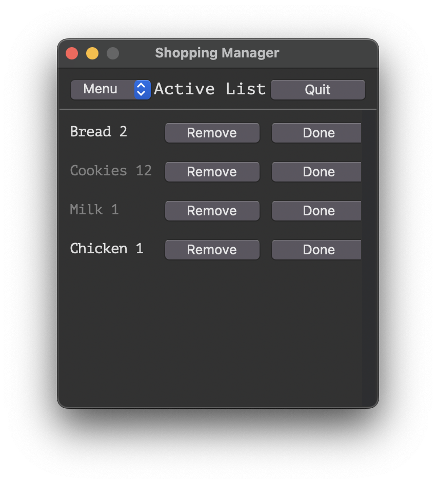 Active List Items Done